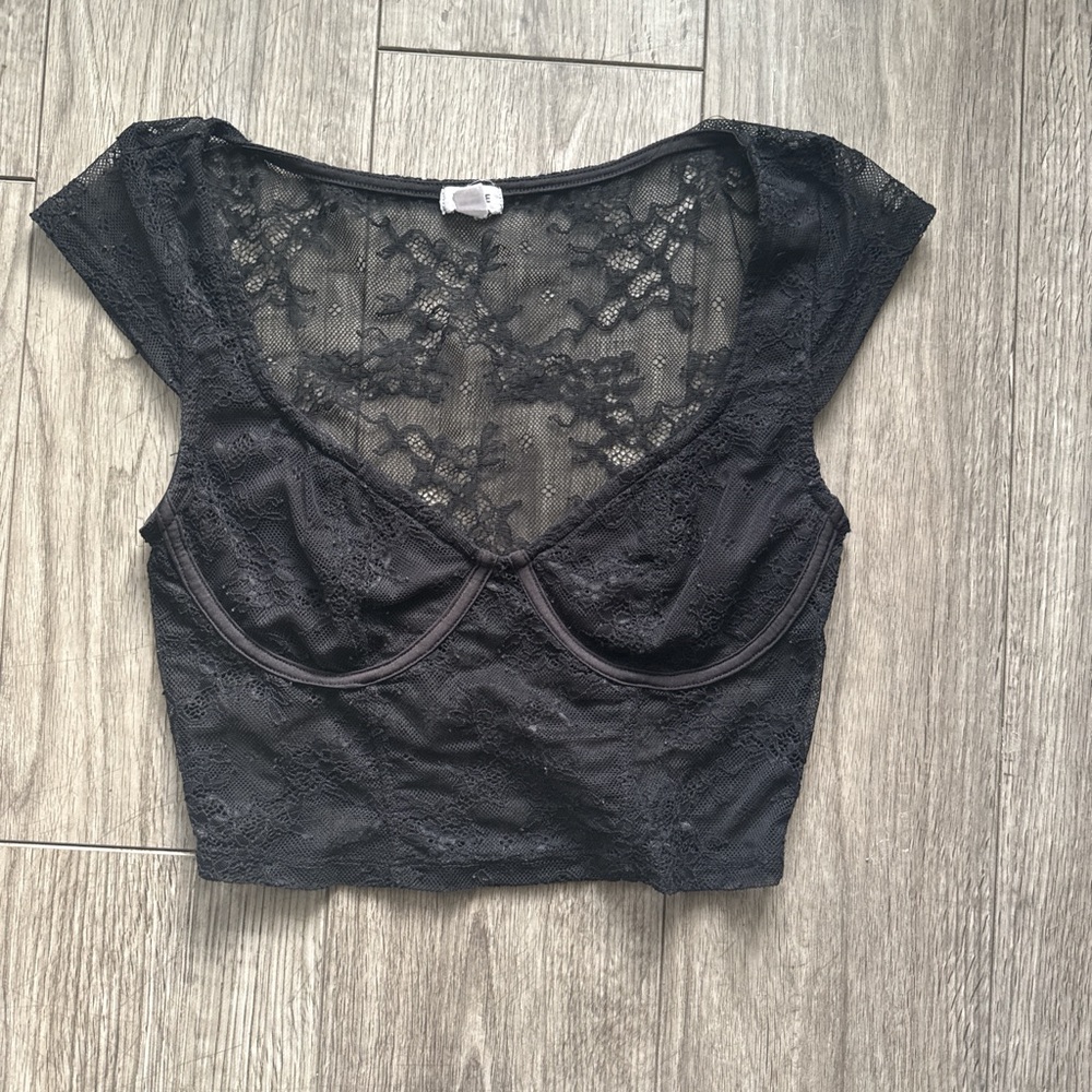 Garage Black Lace Crop Top